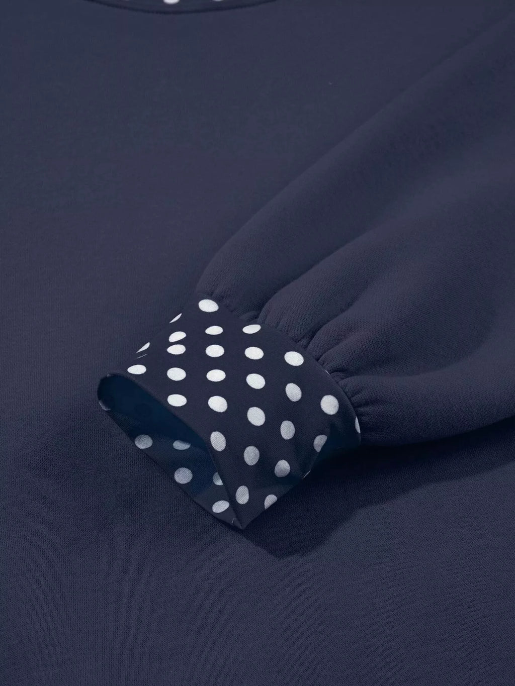Polka Dot Trim Contrast Crew Neck Sweatshirt (4)