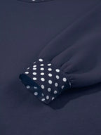 Polka Dot Trim Contrast Crew Neck Sweatshirt (4)
