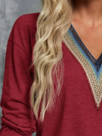V-neck Long Sleeve T-shirt (13)
