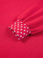 Polka Dot Trim Contrast Crew Neck Sweatshirt (10)