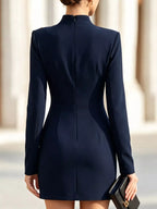 Full Size Decorative Button Mock Neck Mini Dress Plus (15)