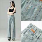 Cropped Trousers Embroidered Wide-leg Jeans photo 3