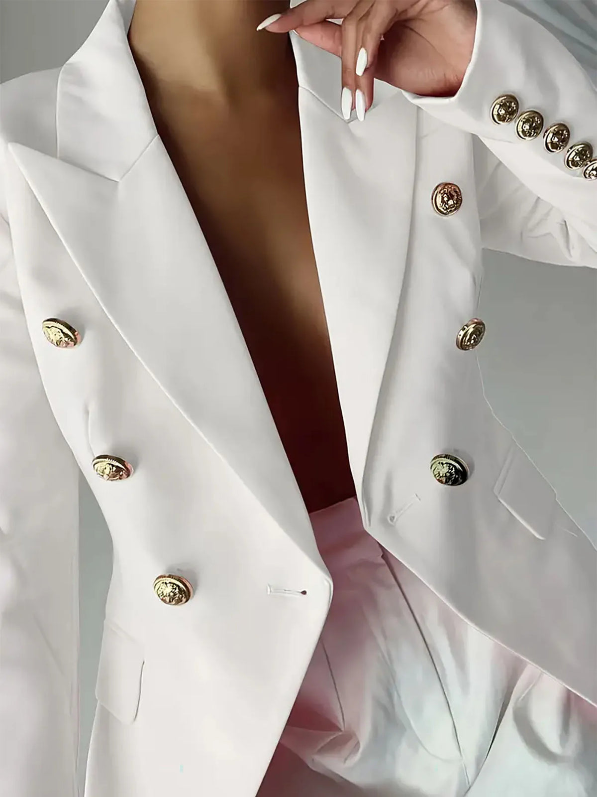 Decor Button Lapel Collar Blazer (6)