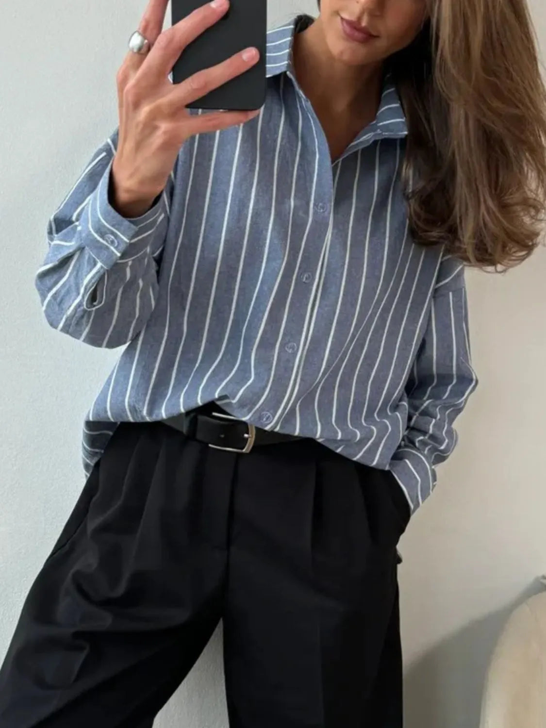 Striped Collared Neck Long Sleeve Shirt (14)