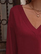 V-neck Long Sleeve T-shirt (11)