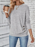 Casual Decor Button Long Sleeve T-shirt