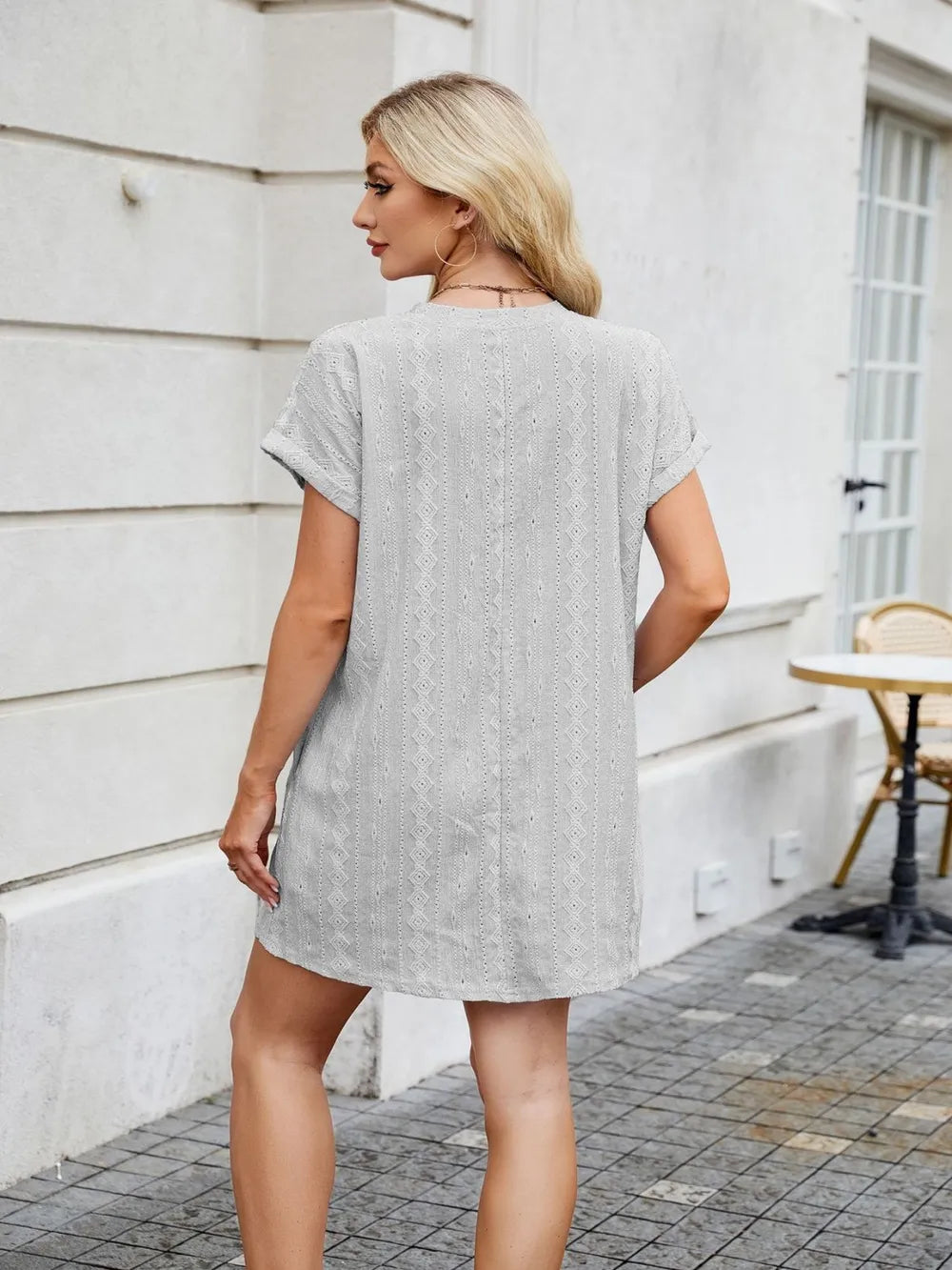 Round Neck Short Sleeve Mini Dress (16)