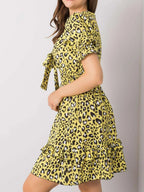 Leopard Print Tie Front Short Sleeve Mini Dress (7)