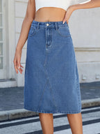 Slit Back Midi Denim Skirt (2)