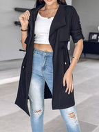 Drape Collar Lightweight Trench Coat (11)