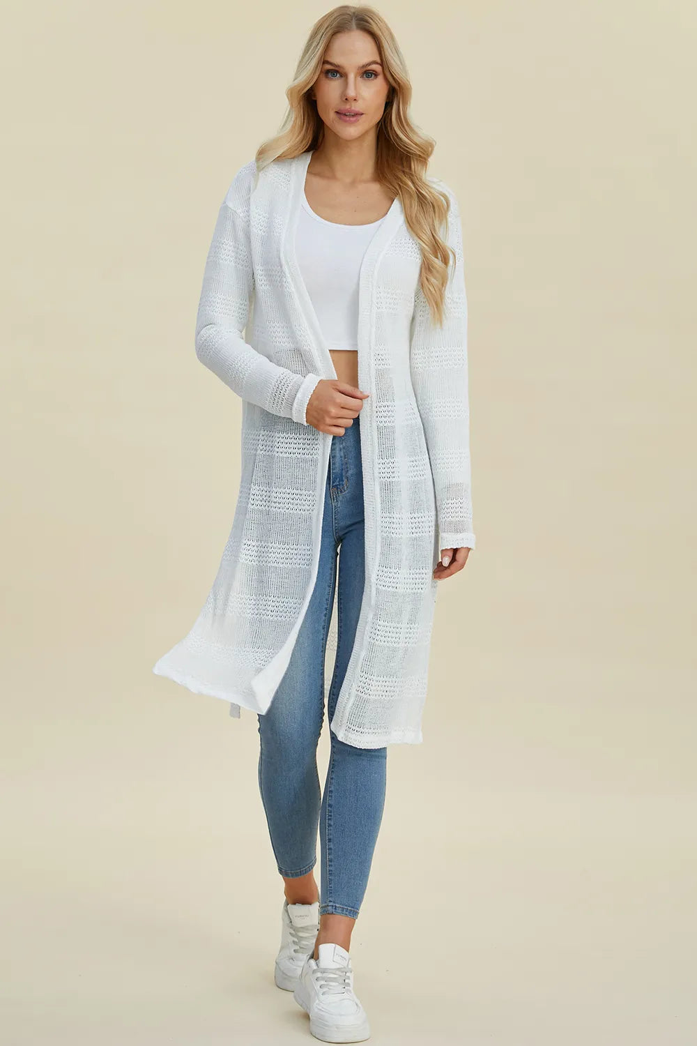 Full Size Open Front Longline Cardigan (30)