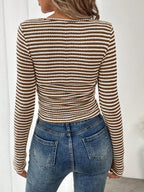 Striped Square Neck Long Sleeve T-shirt (14)