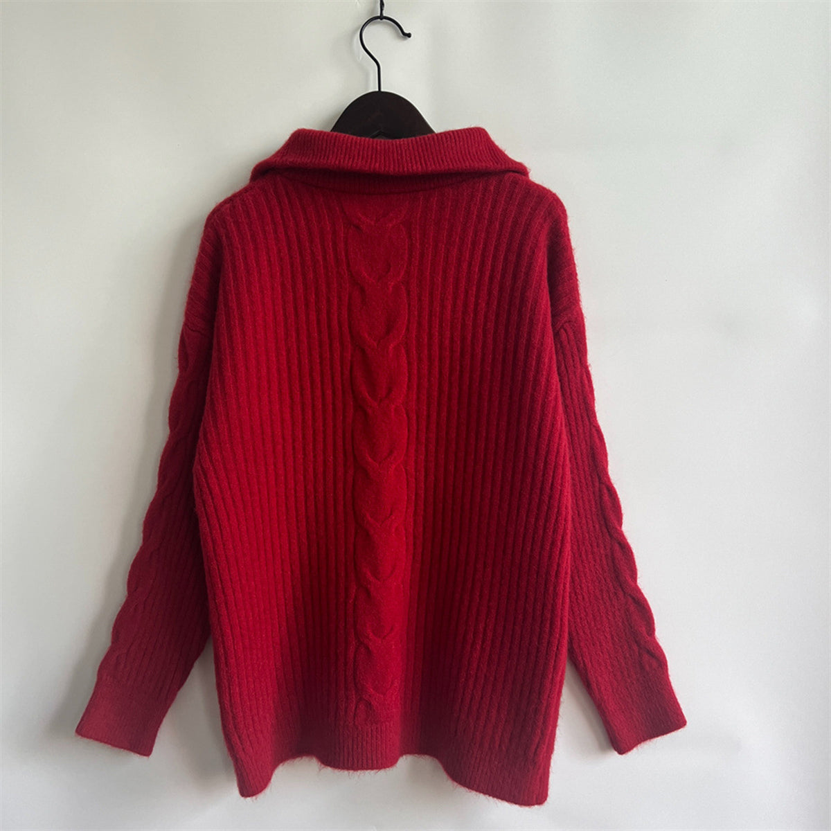 Ribbed Half Zip Long Sleeve Sweater (6)