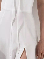 Puff Sleeve Tie Front Slit Midi Dress (16)