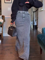 Denim Bodycon Maxi Skirt photo 3