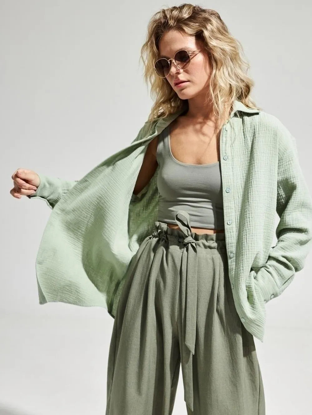 Textured Collared Neck Long Sleeve Shirt (27)