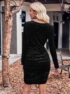 Velvet Cowl Neck Ruched Bodycon Dress (8)