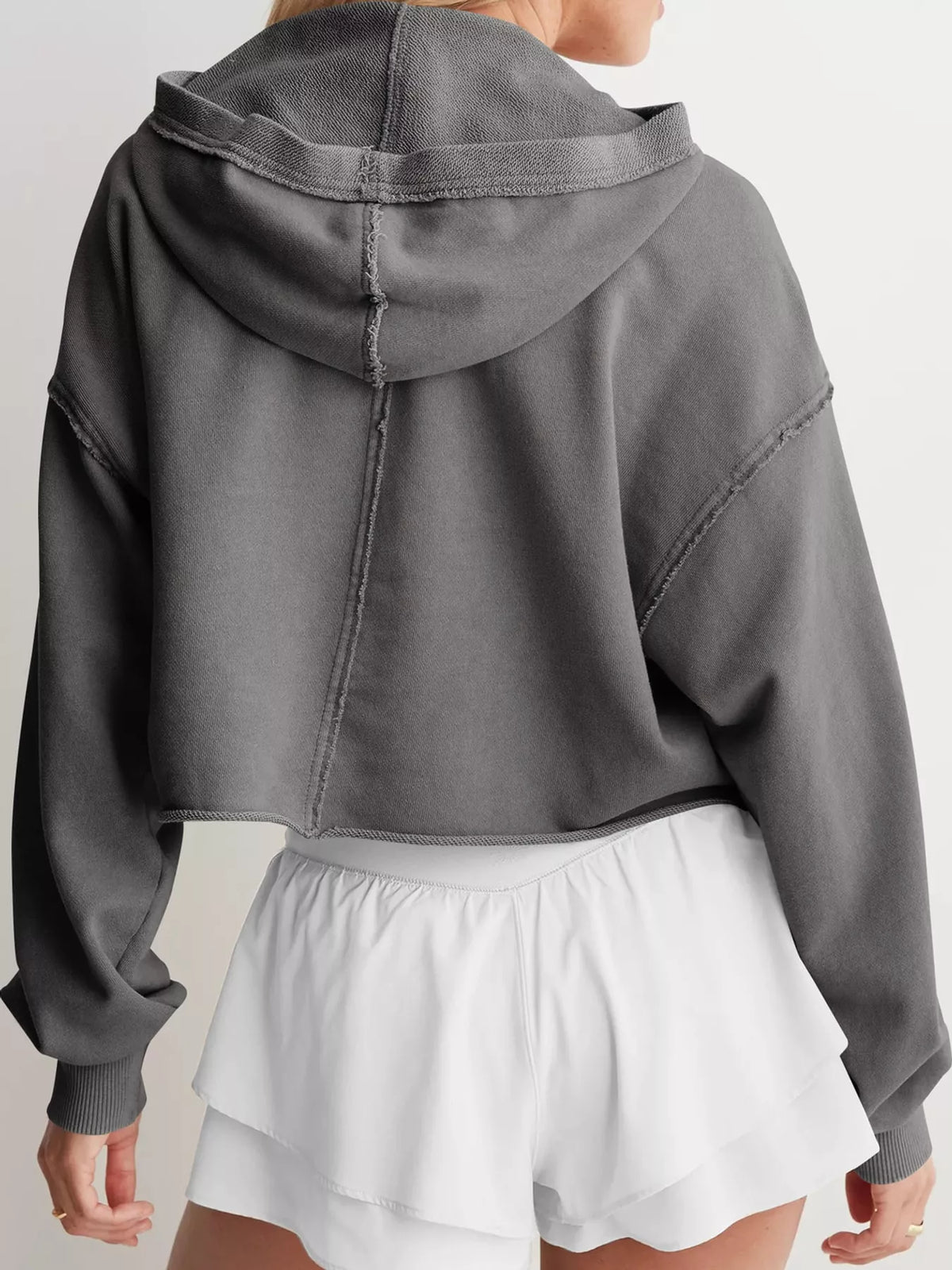 Dropped Shoulder Cropped Hoodie (21)