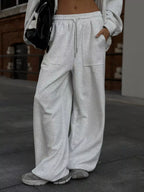 Oversized Zip-up Hoodie Wide-leg Pants Set (10)