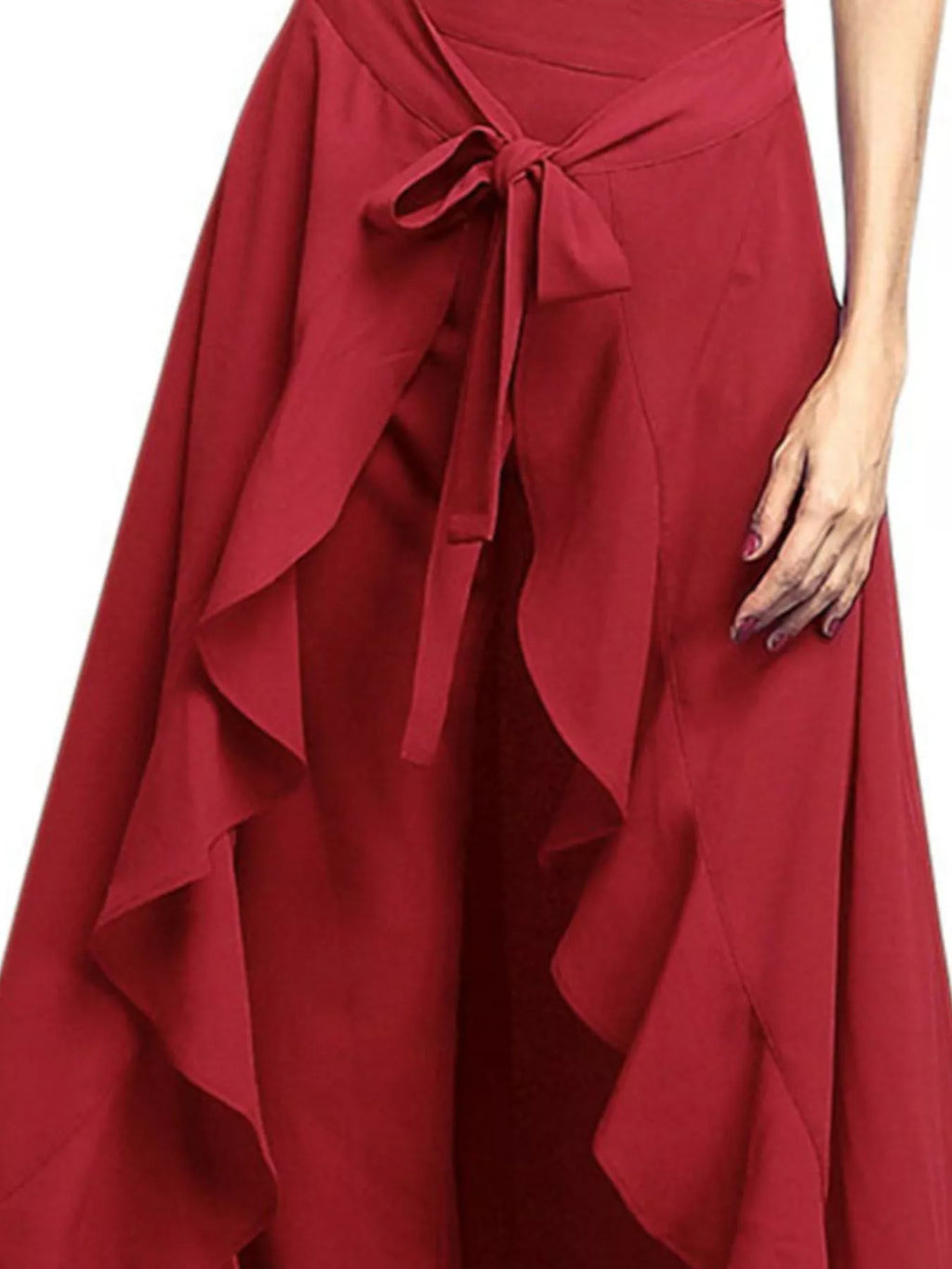 Full Size High-waisted Tie-front Ruffled Wide-leg Pants Plus (6)