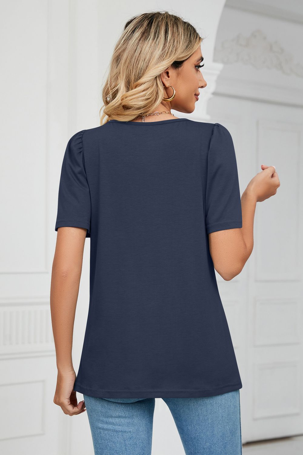 Square Neck Puff Sleeve T-shirt (18)