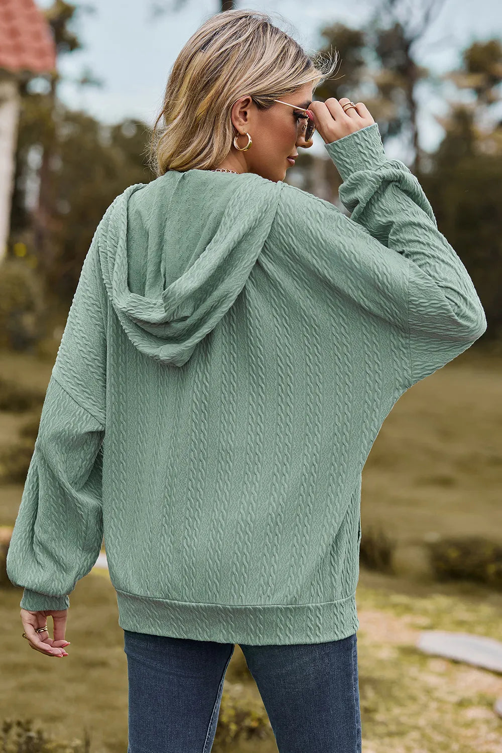 Drawstring Zip Up Dropped Shoulder Hoodie (28)