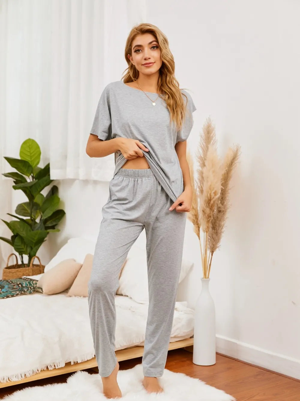 Boat Neck Top Pants Lounge Set (5)