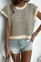 Striped Round Neck Sweater Vest (22)
