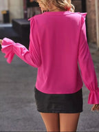 Ruffled Flounce Sleeve Blouse (5)