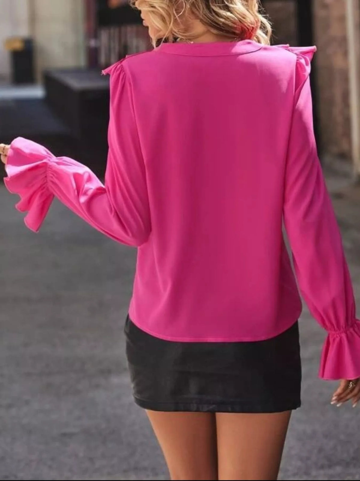 Ruffled Flounce Sleeve Blouse (5)