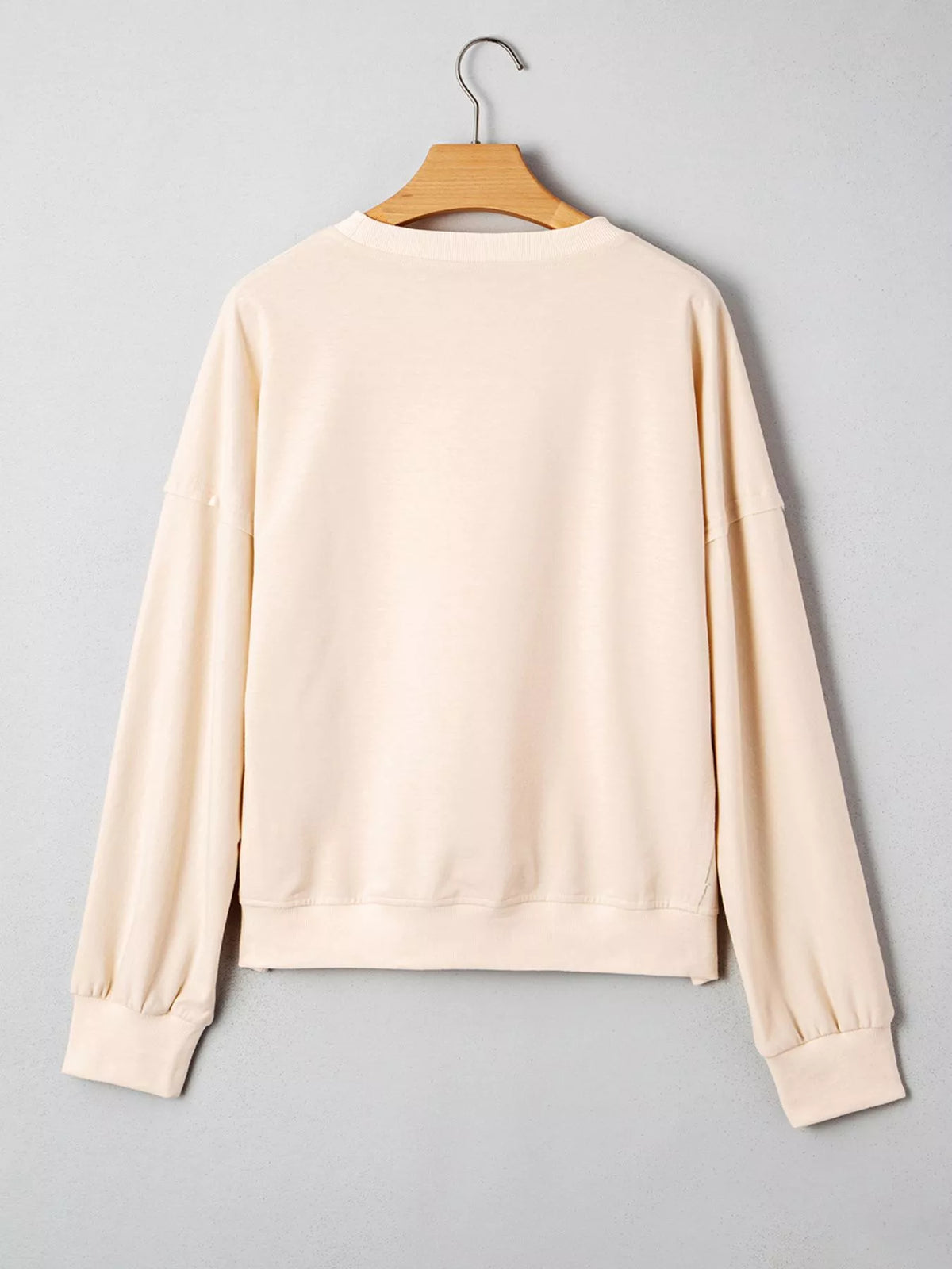 Raw Edge Flower Patch Drop Shoulder Casual Top (7)