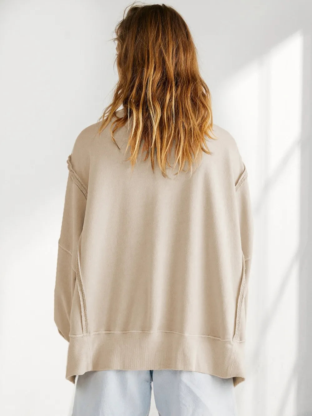 Slit Round Neck Dropped Shoulder T-shirt (9)