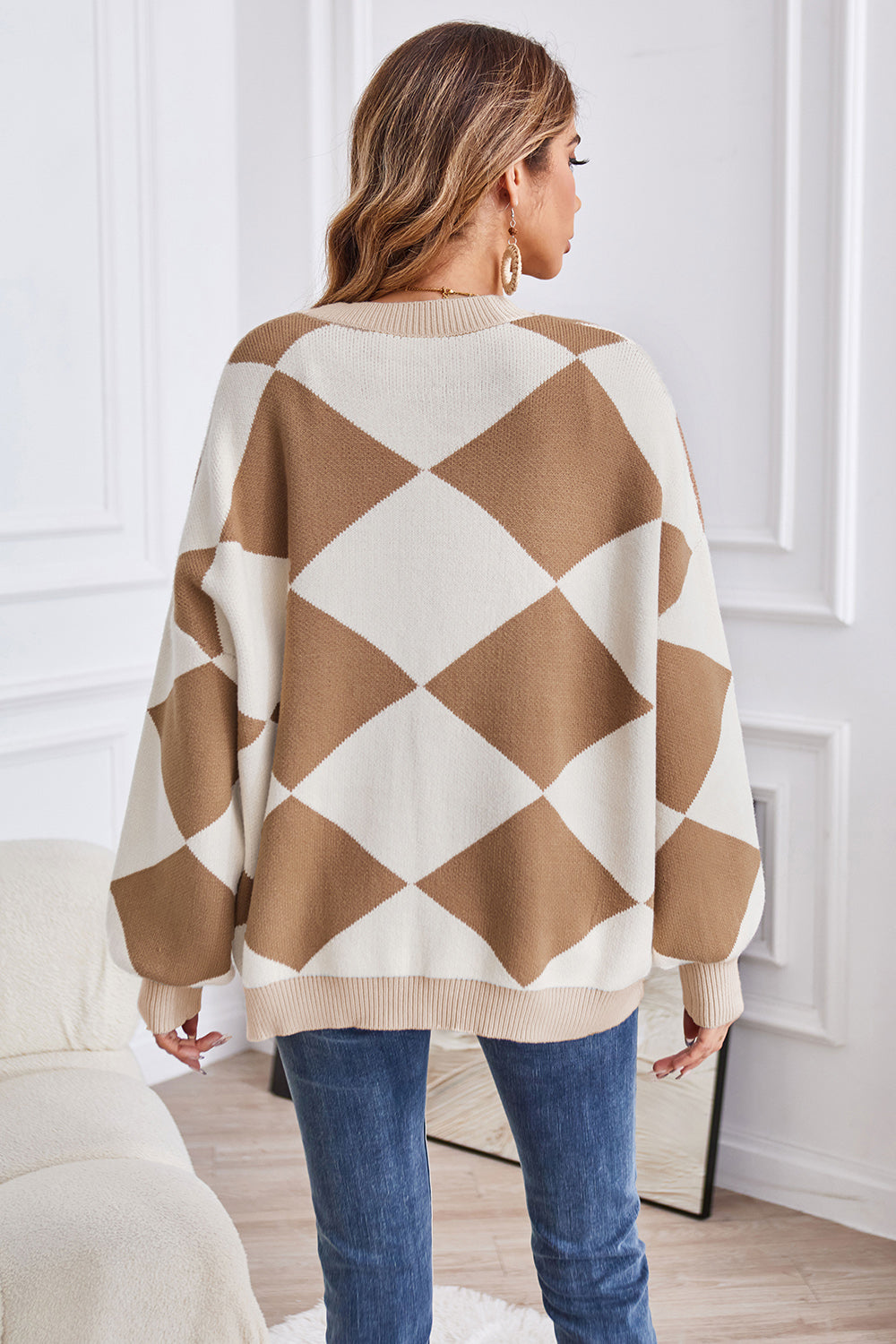 Geometric Lantern Sleeve Cardigan Pockets (15)