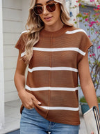 Exposed Seam Contrast Striped Round Neck Knit Top (3)