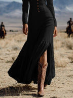 Slit Long Sleeve Tiered Maxi Dress (4)