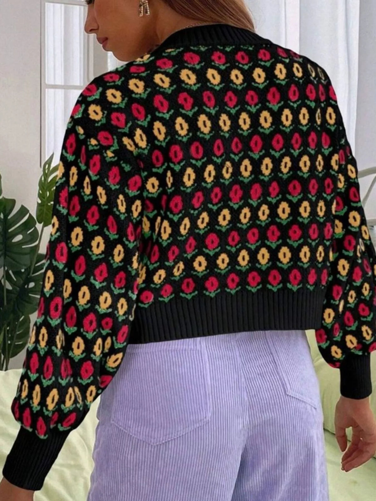 Floral Button Up Long Sleeve Cardigan (8)