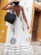Printed V-neck Summer Maxi Dress (6)