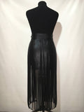 Striped Leather Fringe Belted Skirt variant CJQZ139064201AZ
