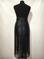 Striped Leather Fringe Belted Skirt variant CJQZ139064201AZ