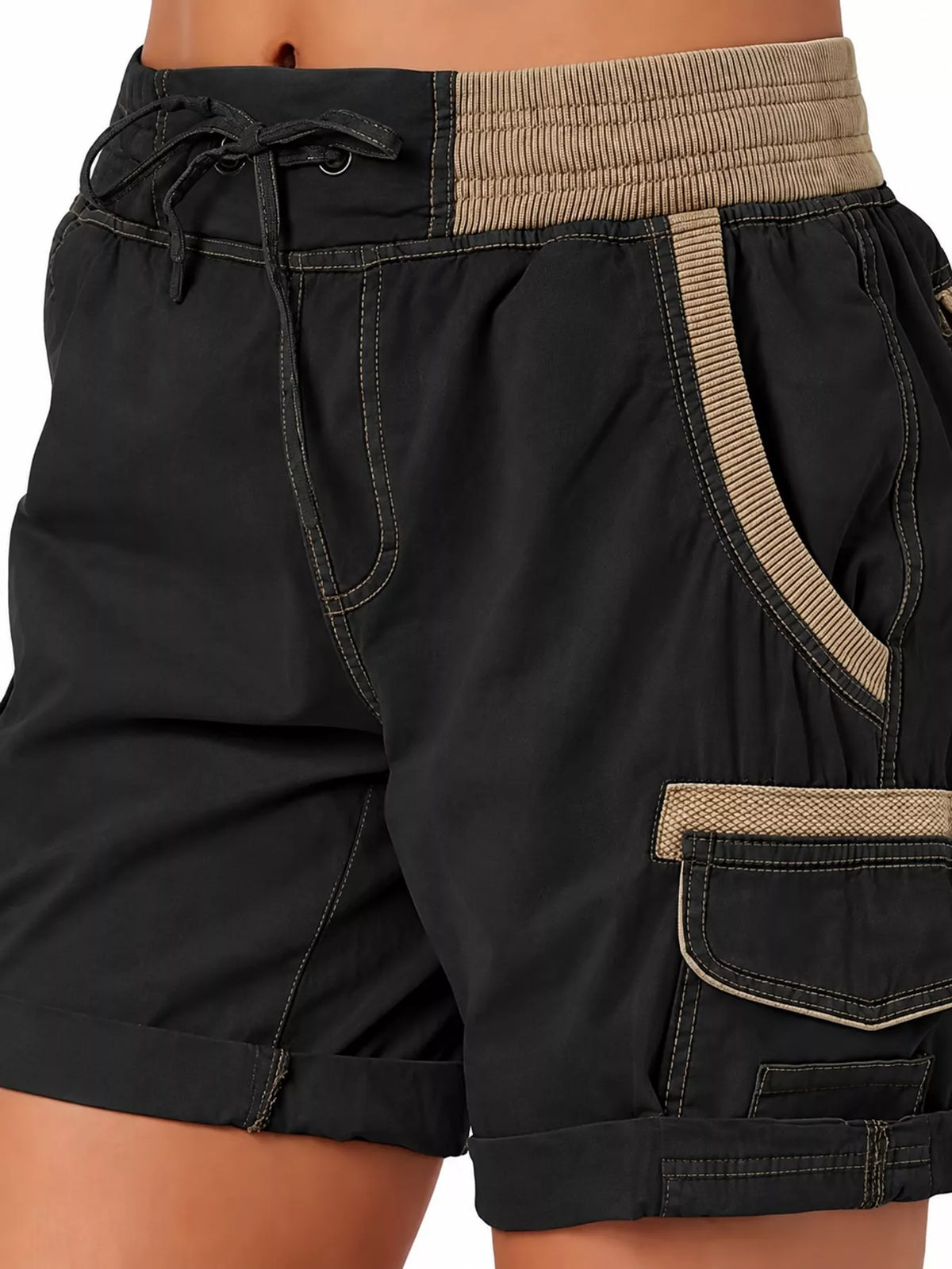 Full Size Drawstring Cargo Shorts Plus (58)