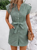 Striped Notched Tie Waist Romper (10)