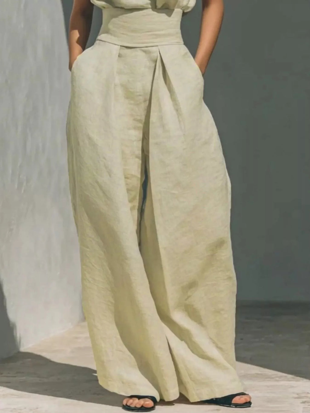 Full Size Turtleneck Sleeveless Top Wide Leg Pants Set Plus (15)