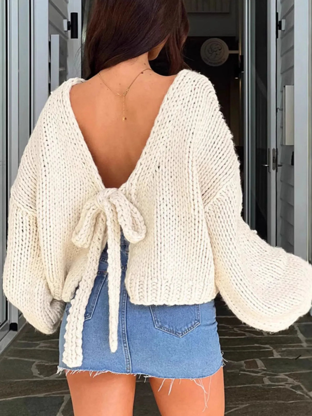 Tied Drop Shoulder Cardigan (10)