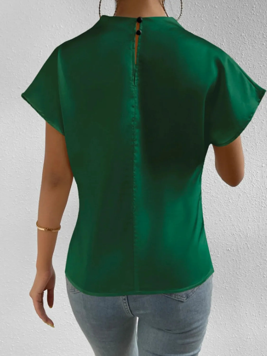 Mock Neck Short Sleeve Blouse (15)