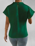 Mock Neck Short Sleeve Blouse (15)
