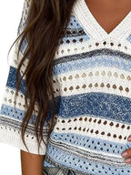 Chic Striped Crochet Knit Top (6)