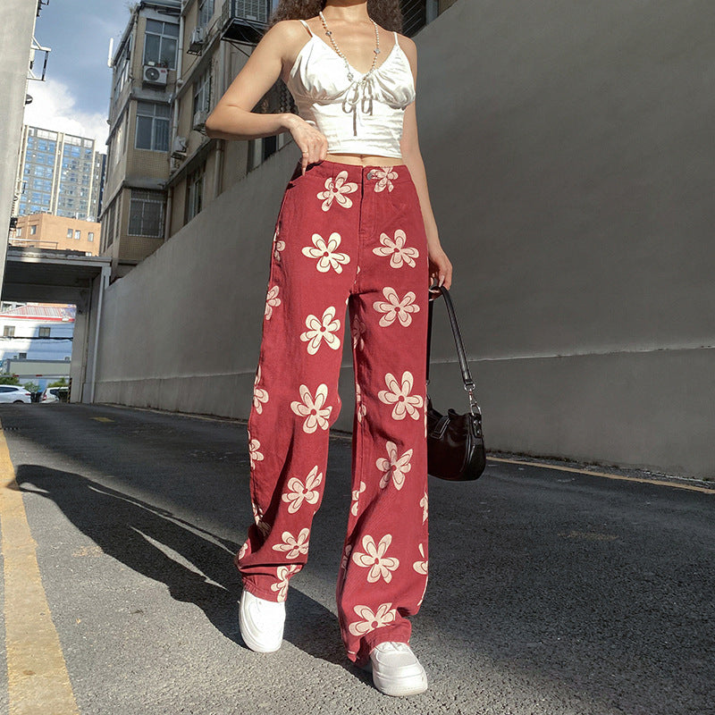 Printed Low-rise Wide-leg Jeans photo 1