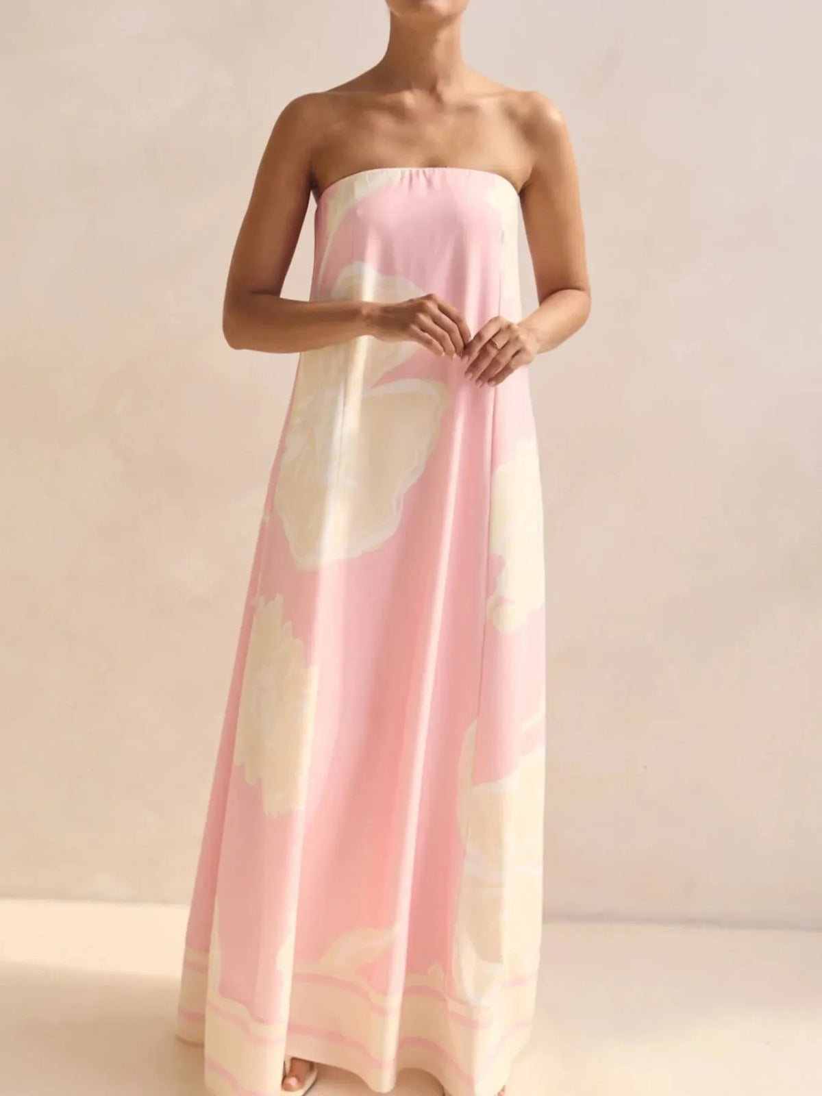 Smocked Printed Tube Maxi Dress (21)