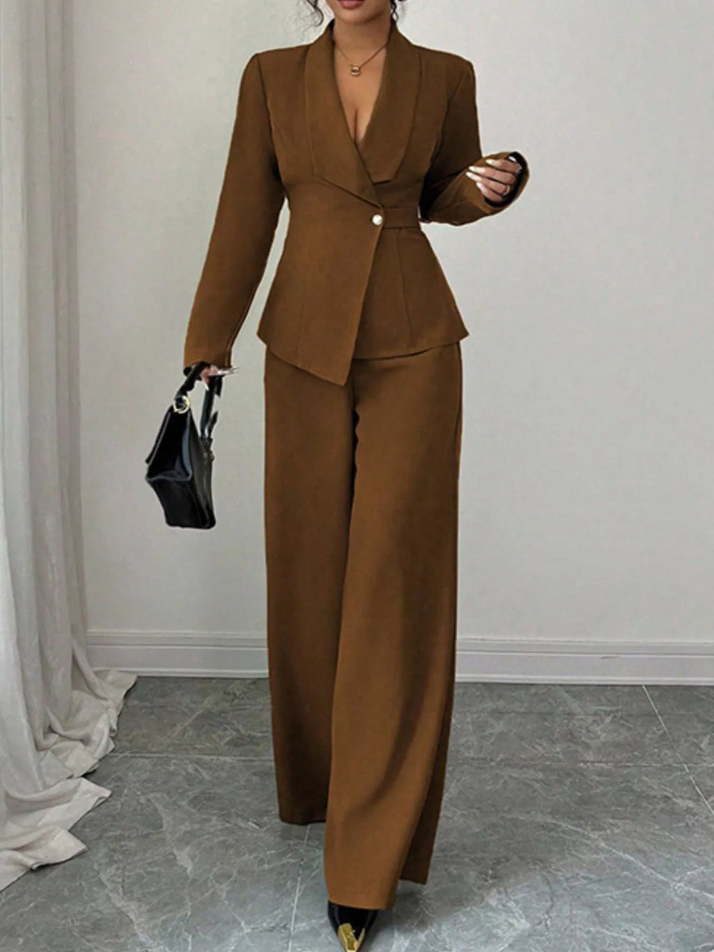 One Button Blazer Pants Set (16)