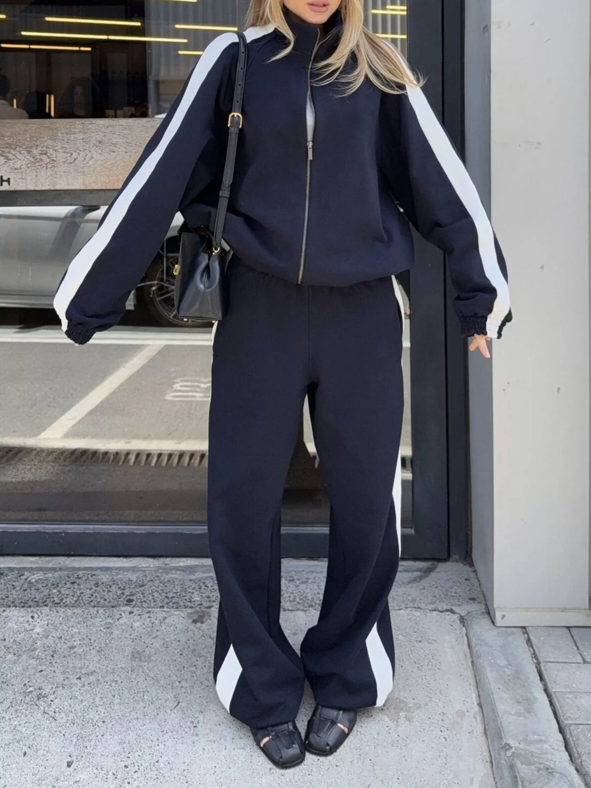 Zip Up Long Sleeve Outerwear Pants Set (26)